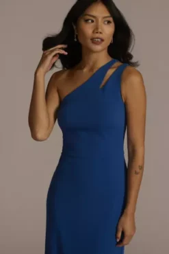 Cutout One-Shoulder Crepe Gown With Skirt Slit -Kelly Shop WBM2061 SAPHIRE PRTY PROD12 061