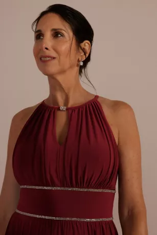 Halter Jersey Knit Gown With Rhinestone Waist 3 Halter Jersey Knit Gown With Rhinestone Waist - Image 3