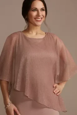 Asymmetrical Metallic Capelet And Sheath Dress -Kelly Shop WBM2432V2 MAUVE MOB PROD3 055