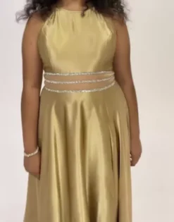 Satin High Neck Illusion Waist A-Line Dress -Kelly Shop WBM2452V2 PDP