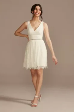 V-Neck Lace Short Sheath Party Dress