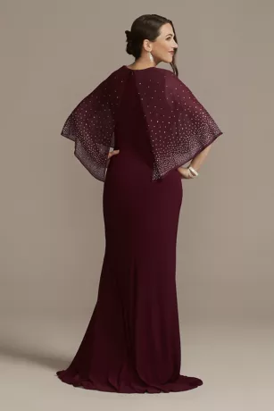 Jersey Cape Gown With Sparkle Embellishment 3 Jersey Cape Gown With Sparkle Embellishment - Image 3