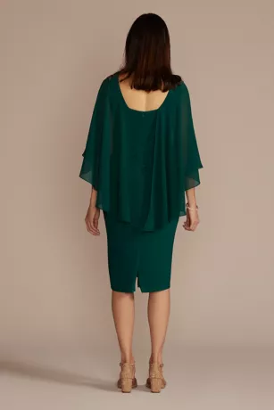 Short Embellished Capelet Sheath Dress 2 Short Embellished Capelet Sheath Dress - Image 2