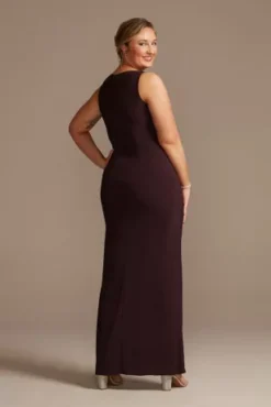 Jersey Tank Dress With Sparkle Embellished Jacket 8 Jersey Tank Dress With Sparkle Embellished Jacket -Kelly Shop WBM2733 MEGGPLANT MOB PROD7 449