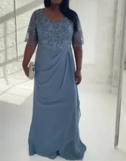 Chiffon And Lace Empire Waist Gown -Kelly Shop WBM2813 PDP