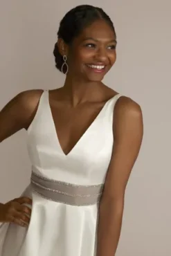 Satin A-Line With Embellished Illusion Waist -Kelly Shop WBM2915 WHITE PARTY PROD2 107