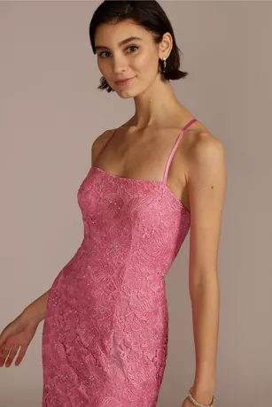 Square Neck Floor Length Lace Prom Dress 3 Square Neck Floor Length Lace Prom Dress - Image 3