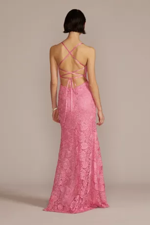 Square Neck Floor Length Lace Prom Dress 2 Square Neck Floor Length Lace Prom Dress - Image 2