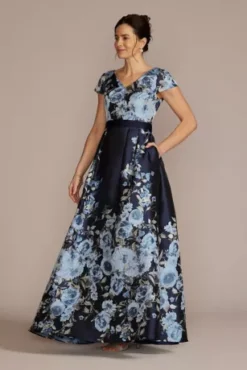 Short Sleeve Floral Jacquard A-Line