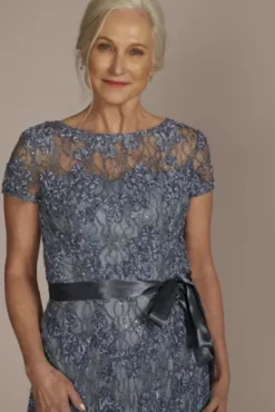 Illusion Sleeve Soutache Tea Length Dress -Kelly Shop WBM2978 STEELBLUE MOB PROD2 067