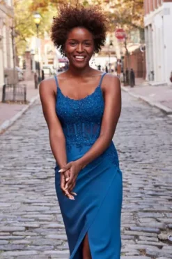 Sheath Crepe Gown With Embellished Corset Bodice -Kelly Shop WBM3017 PDP Crop FEB6 1920x2880