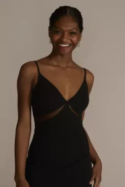 Illusion Cutout Stretch Crepe Sheath With Slit -Kelly Shop WBM3019 BLACK PARTY PROD2 058