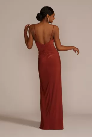 Spaghetti Strap Ruched Stretch Jersey Dress 2 Spaghetti Strap Ruched Stretch Jersey Dress - Image 2