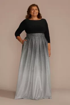 Plus Size Ombre Sparkle Metallic Ball Gown