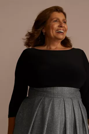 Plus Size Ombre Sparkle Metallic Ball Gown 3 Plus Size Ombre Sparkle Metallic Ball Gown - Image 3