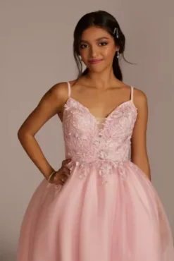Short Damas Dress With Floral Appliques -Kelly Shop WBM3054 BABYPINK DAMAS PROD12 059 V2