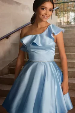 One Shoulder Ruffled Damas Dress -Kelly Shop WBM3057 PDP Crop JAN21 1920x2880