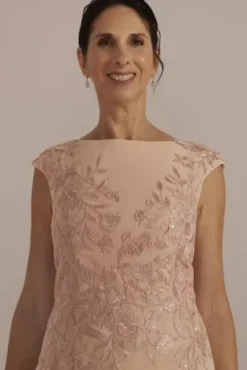 Floral Embroidered Chiffon Gown With Shawl 9 Floral Embroidered Chiffon Gown With Shawl -Kelly Shop WBM3097 SAND MOB PROD4 142