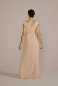 Floral Embroidered Chiffon Gown With Shawl 8 Floral Embroidered Chiffon Gown With Shawl -Kelly Shop WBM3097 SAND MOB PROD4 174