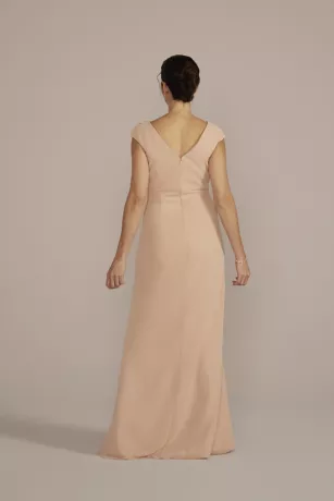 Floral Embroidered Chiffon Gown With Shawl 4 Floral Embroidered Chiffon Gown With Shawl - Image 4