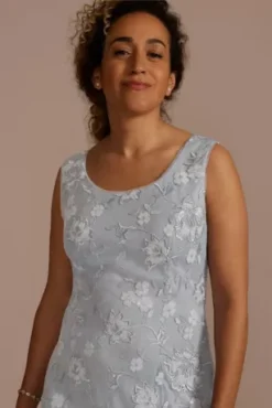 Embroidered Sheath Dress With Chiffon Jacket -Kelly Shop WBM3115RW DUSTYBLUE MOB PROD6 113