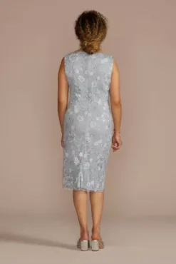 Embroidered Sheath Dress With Chiffon Jacket -Kelly Shop WBM3115RW DUSTYBLUE MOB PROD6 116