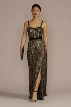 Floor Length Corset Sheath With Slit