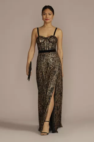 Floor Length Corset Sheath With Slit 1 Floor Length Corset Sheath With Slit