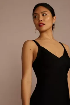 Short V-Neck Bodycon Tank Dress -Kelly Shop WBM3196 BLACK PRTY PROD6 045