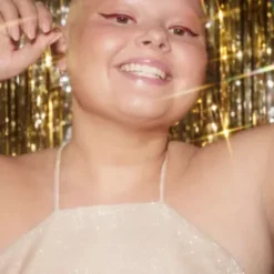 Glitter High-Neck Short A-Line Dress -Kelly Shop WBM3209 GOLD PROM FALL 22 007