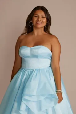 Strapless Sweetheart Damas Organza Ruffle Dress -Kelly Shop WBM3243 LTBLUE QUINCE PROD9 1881