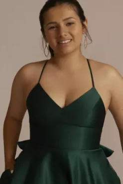 Satin A-Line Damas Dress With Back Bow -Kelly Shop WBM3246 FOREST QUINCE PROD7 041