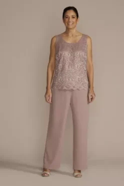 Three Piece Lace Duster Pantsuit Set 9 Three Piece Lace Duster Pantsuit Set -Kelly Shop WBM3301 QUARTZ MOB PROD7 051