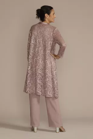 Three Piece Lace Duster Pantsuit Set 2 Three Piece Lace Duster Pantsuit Set - Image 2