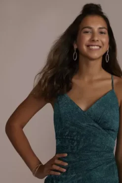 Glitter Knit Faux Wrap Dress -Kelly Shop WBM3309 GEM HC PROD7 075