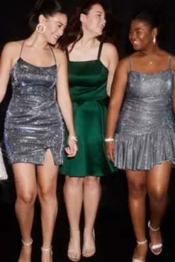 Short Iridescent Bodycon Dress With Lace-Up Back -Kelly Shop WBM3310 PDP Crop OCT5 1920x2880