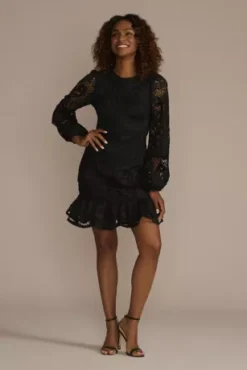 Eyelet Lace Dress With Ruffle Hem