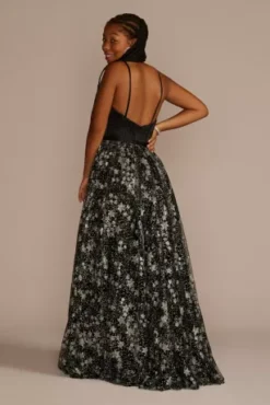 Corset Ball Gown With Star Patterned Glitter Skirt -Kelly Shop WBM3338 BLACK PROD9 PRM 851