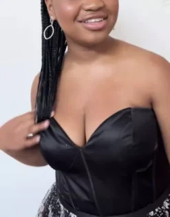 Corset Ball Gown With Star Patterned Glitter Skirt -Kelly Shop WBM3338 PDP