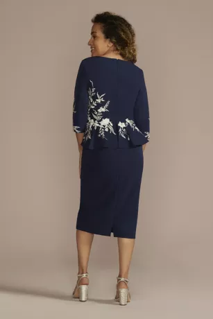 Crepe Peplum Dress With Floral Embroidery 2 Crepe Peplum Dress With Floral Embroidery - Image 2