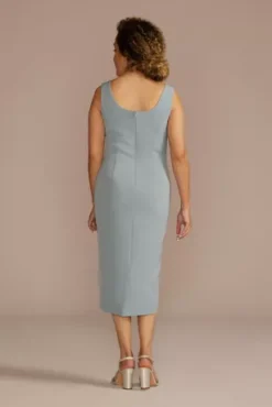 Crepe Tank Sheath With Embroidered Capelet -Kelly Shop WBM3350 DUSTYBLUE MOB PROD6 199
