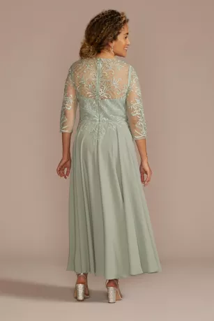 Three-Quarter Illusion Embroidered Lace A-Line 2 Three-Quarter Illusion Embroidered Lace A-Line - Image 2