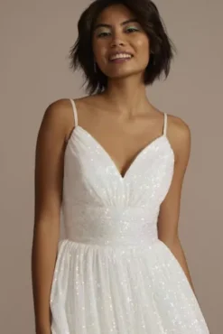 Iridescent Sequin V-Neck Ball Gown -Kelly Shop WBM3382 WHITE PRM PROD9 2632