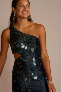 One Shoulder Cut Glass Stretch Satin Sheath 6 One Shoulder Cut Glass Stretch Satin Sheath -Kelly Shop WBM3417 NAVY PRM PROD9 071 1