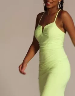 Notch V-Neck Ruched Jersey Sheath -Kelly Shop WBM3473 KeyLime 2