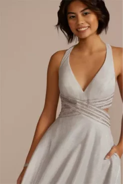 Metallic Glitter Knit Embellished A-Line -Kelly Shop WBM3579 SILVER PRM PROD9 1902 1