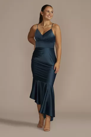 Asymmetrical Stretch Charmeuse Sheath Dress 1 Asymmetrical Stretch Charmeuse Sheath Dress