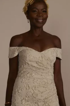 Off-the-Shoulder Stretch Metallic Jacquard Dress -Kelly Shop WBM3663 CHAMP MOB PROD10 1181