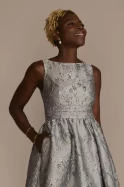 High Neck Metallic Jacquard Ball Gown -Kelly Shop WBM3667 LTBLUE MOB PROD10 1509