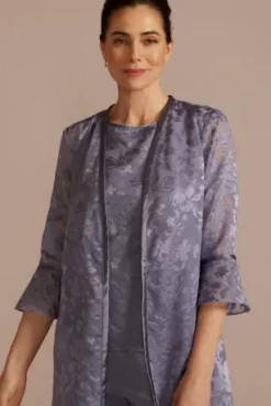 Three-Quarter Sleeve Patterned Chiffon Pantsuit -Kelly Shop WBM3670 ORCHID MOB PROD3 086